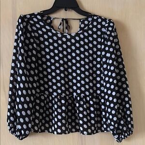 Express Black and White Polka Dot Blouse